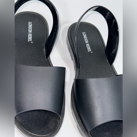 London Rebel black slingback jelly flat sandals size 7 - Picture 5 of 9